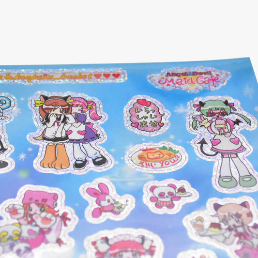 Oliwa x Angel & Devil Maid Cafe: Holographic Glitter Sticker Sheet