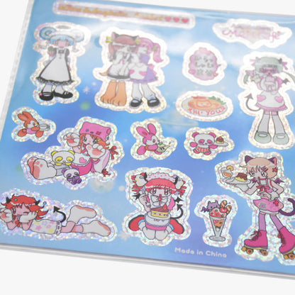 Oliwa x Angel & Devil Maid Cafe: Holographic Glitter Sticker Sheet