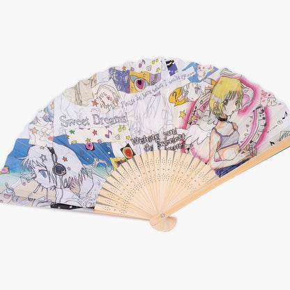Oliwa x minky qian “Angel Melody” Artist Collabration Paper Fan with Double-Sided Printing