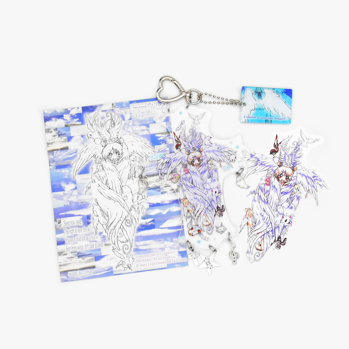 Oliwa Born From Wings Glitter Acrylic Keychain and Pin Badge