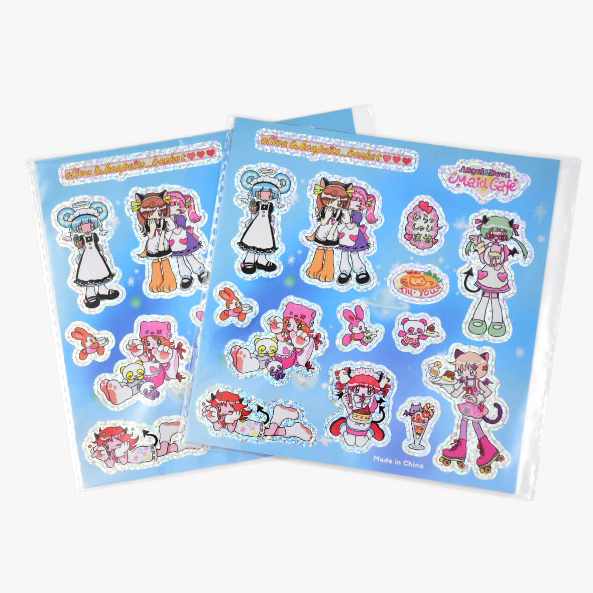 Oliwa x Angel & Devil Maid Cafe: Holographic Glitter Sticker Sheet
