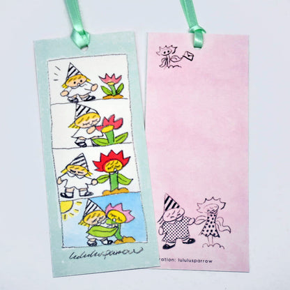 lululusparrow “Friends with Flowers” Double-Sided Bookmark
