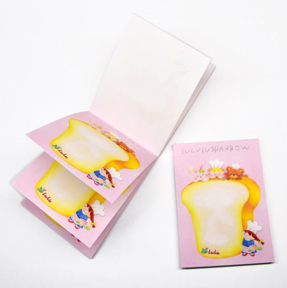 lululusparrow Pink Bread Bear Memo Pad