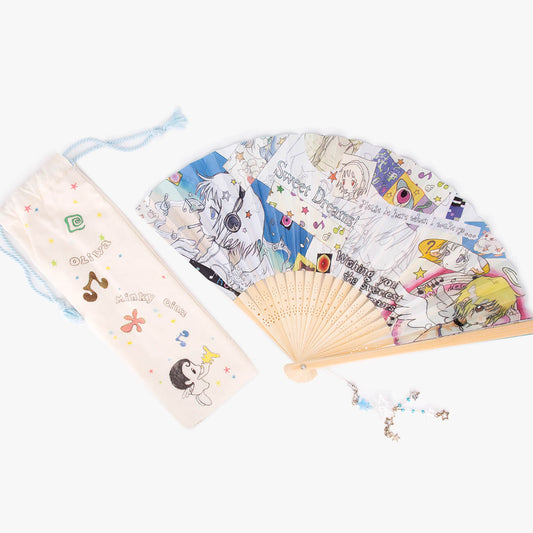 Oliwa x minky qian “Angel Melody” Artist Collabration Paper Fan with Double-Sided Printing
