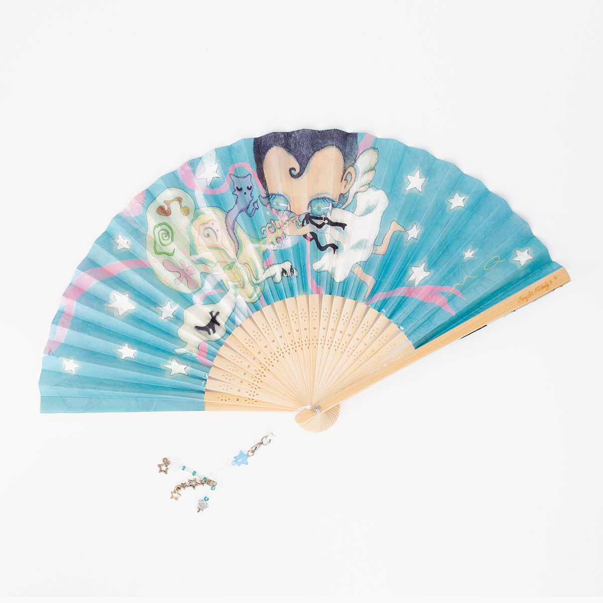 Oliwa x minky qian “Angel Melody” Artist Collabration Paper Fan with Double-Sided Printing